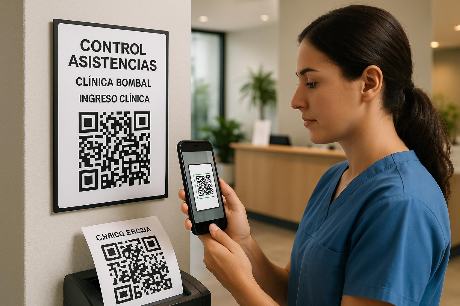 Empleado escaneando QR para marcación